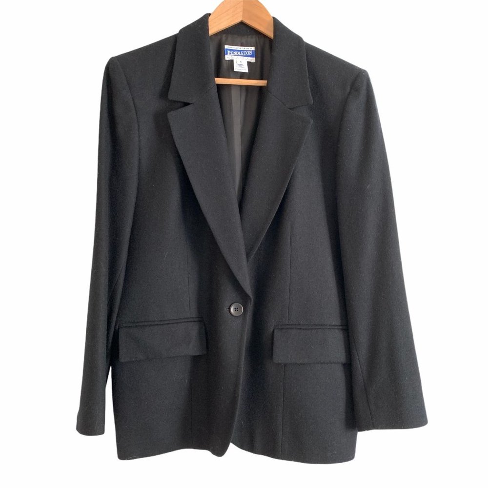Pendleton 100%Wool Black Single Button Blazer Sz 8